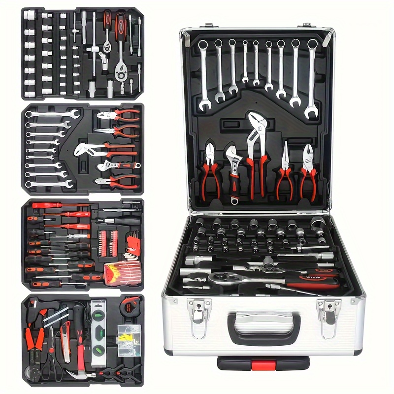 

899/216pcs Portable Toolbox - 4-layer Multi-functional Automotive Repair Kit With Wheels, And Versatile Tool Set For Diy Enthusiasts And Professionals