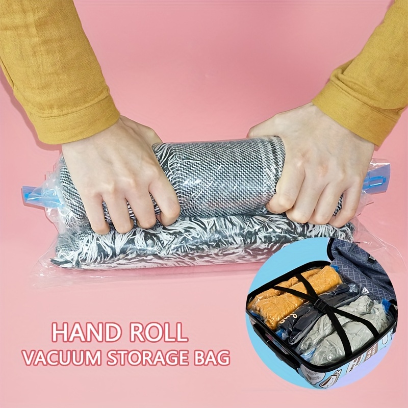 10pcs small hand roll vacuum compression bag rolling   saver bag no pump needed vacuum storage bag travel luggage storage organizer for clothes travel accessories  s details 1