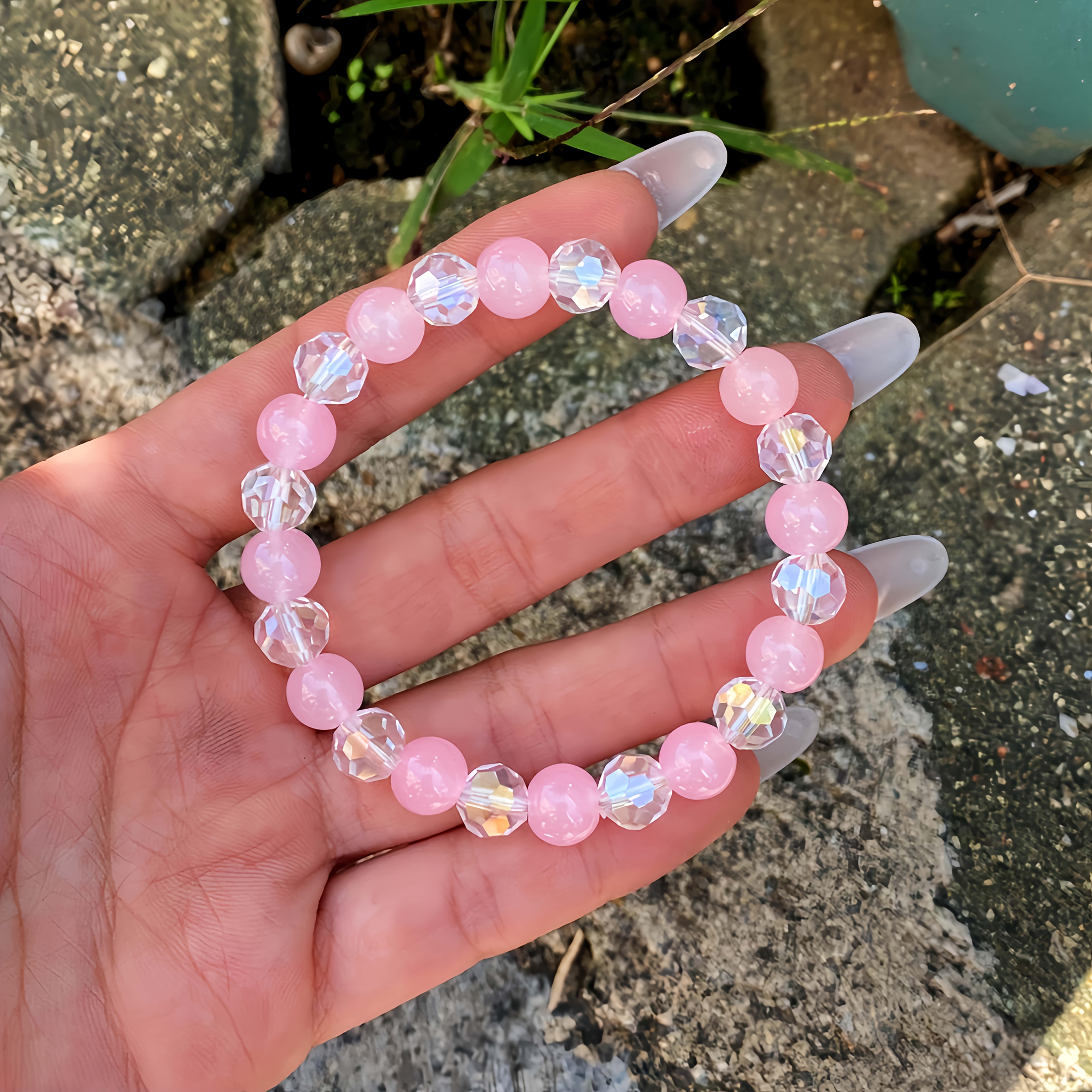 E-shop Pfirsichblüten-Emotionsarmband, Liebe Harmonie Armband aus natürlichem Rosenquarz, für den täglichen Gebrauch, Geschenk für Freundin,