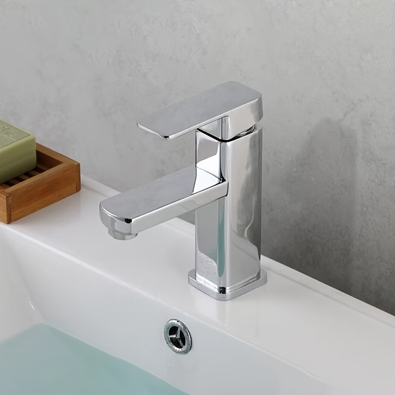 electroplated square faucet basin hot and cold faucet single hole bathroom sink tap for washing hands and face details 9