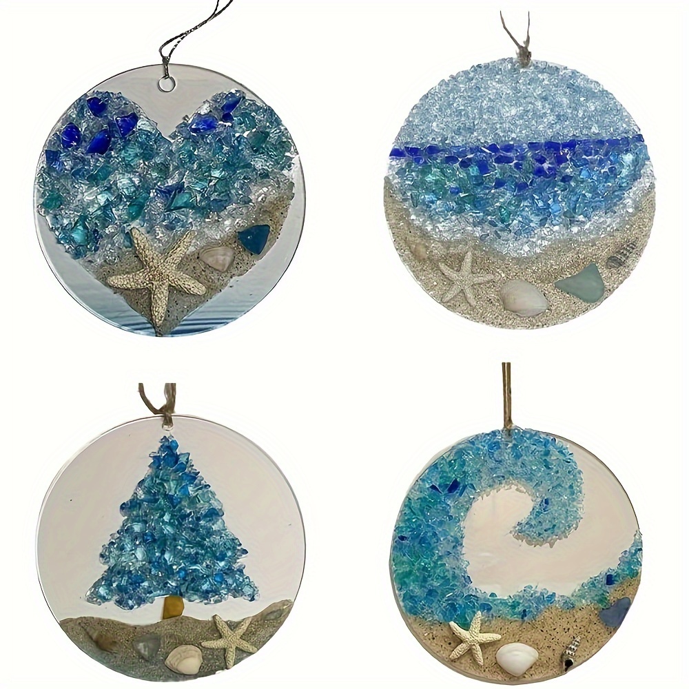 

4pcs Acrylic Light Catchers, Christmas Trees, Beach Art Decorations, Pendants, Beach Enthusiasts, Holiday Gifts, For Home Room Living Room Office Decor