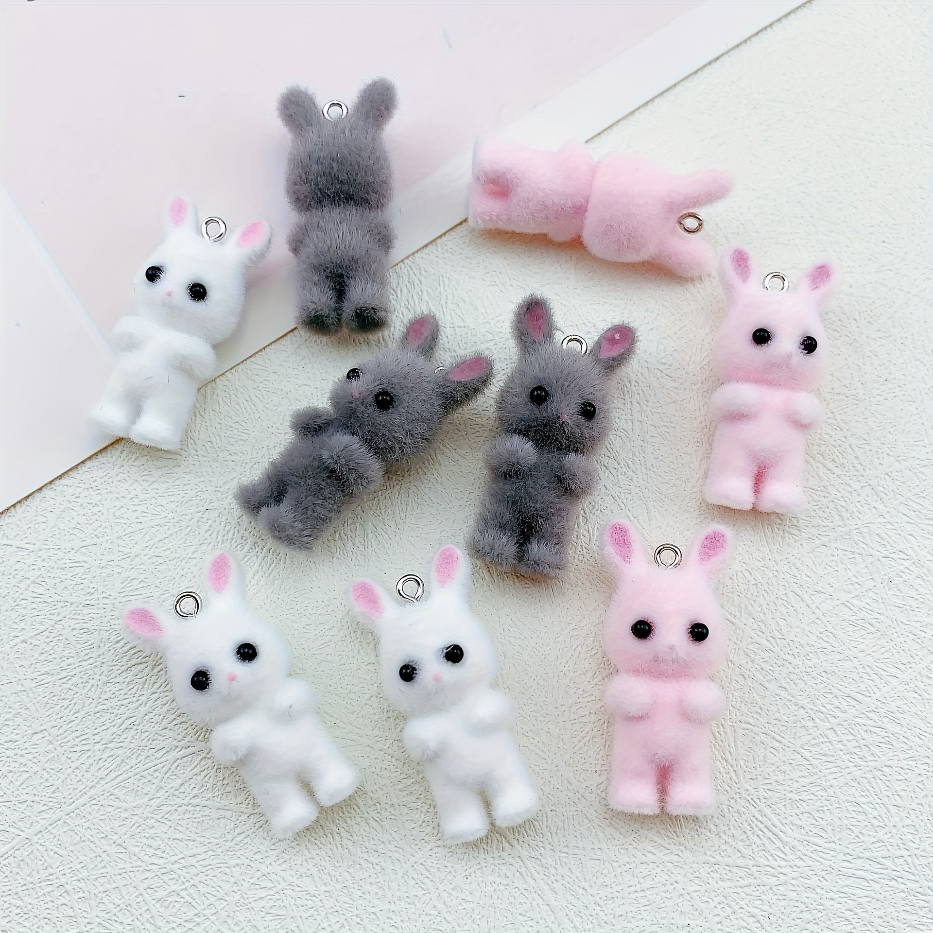 

3pcs Handmade Resin Rabbit Pendant Charms, Cute Earrings & Necklace Jewelry Accessories, Diy Craft Supplies