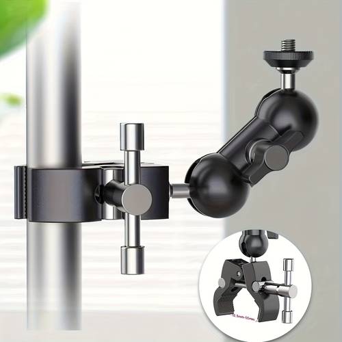 stainless steel camera clamp mount magic arm double ball head adapter with 1 4 20 3 8 16 thread for nikon dslr camera gopro led lights m mx movi gear photography equipment versatile mount highstrength clamp durable construction photographers content creators