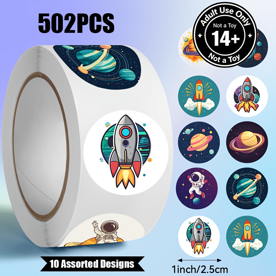 TEMU 502 pz/rotolo, Planetario, Astronauta, Motivi Planetari, 10 Motivi . Adesivi per Confezioni Regalo, Adesivi Decorativi per Scrapbooking, Regali