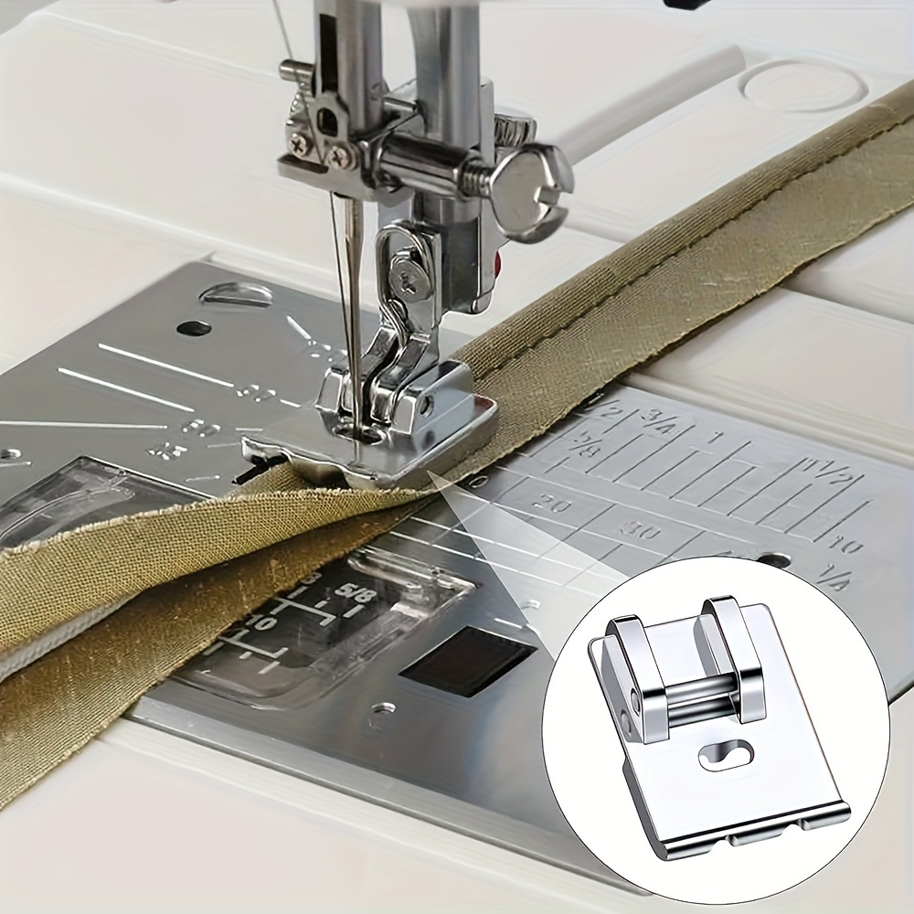 

A Set Of Household Multifunctional Sewing Accessories Including Presser Foot, Cord Presser Foot, Double Fold Bias Binder, And Rolled Hem Presser Foot.