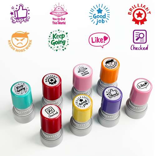 Tampon De Récompense Pour Enseignant - Motifs Amusants, Encre Rechargeable - Pour Encourager Les élèves, Corriger Les Devoirs - Maternelle, école