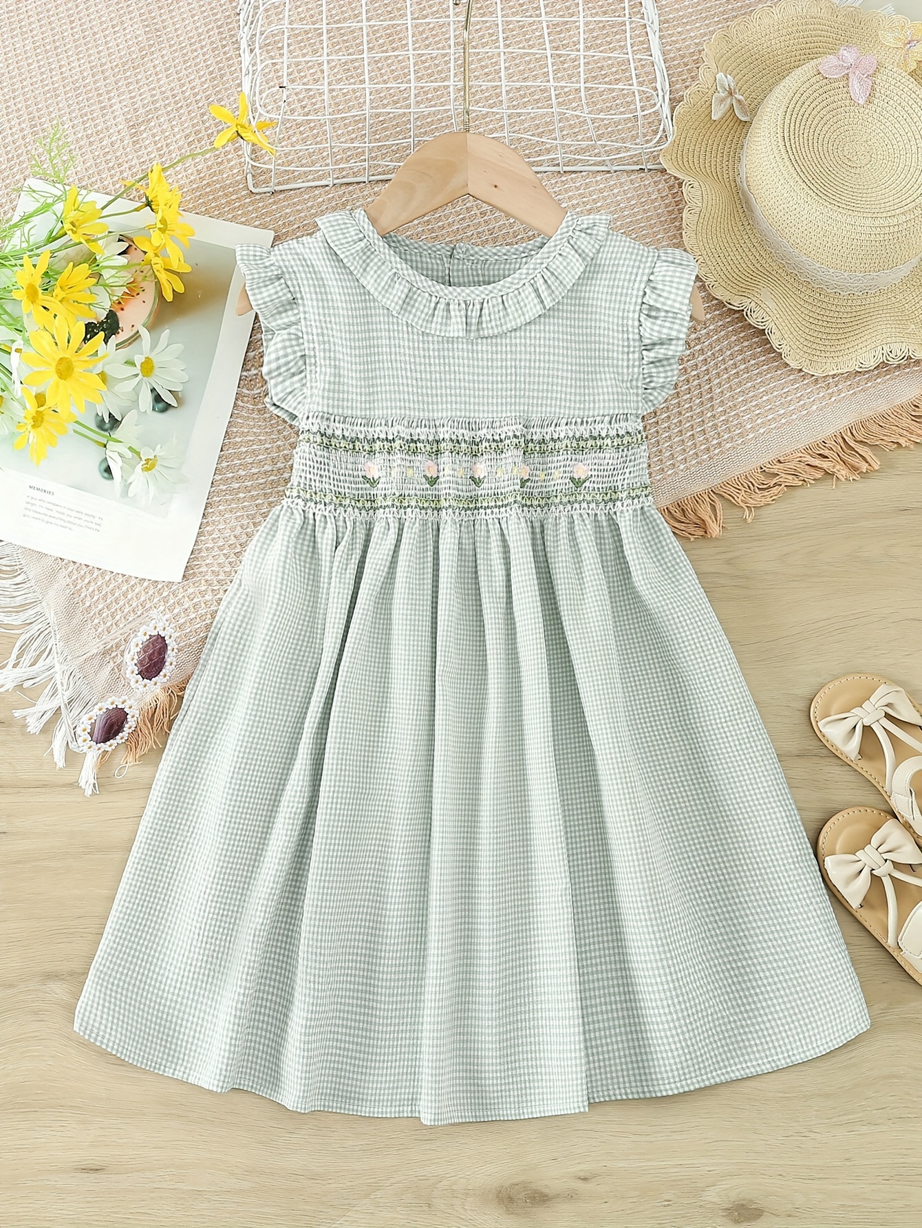 Baby Girl Plaid Fashion Sleeveless Cute Dress, Elegant Girls Summer Dress