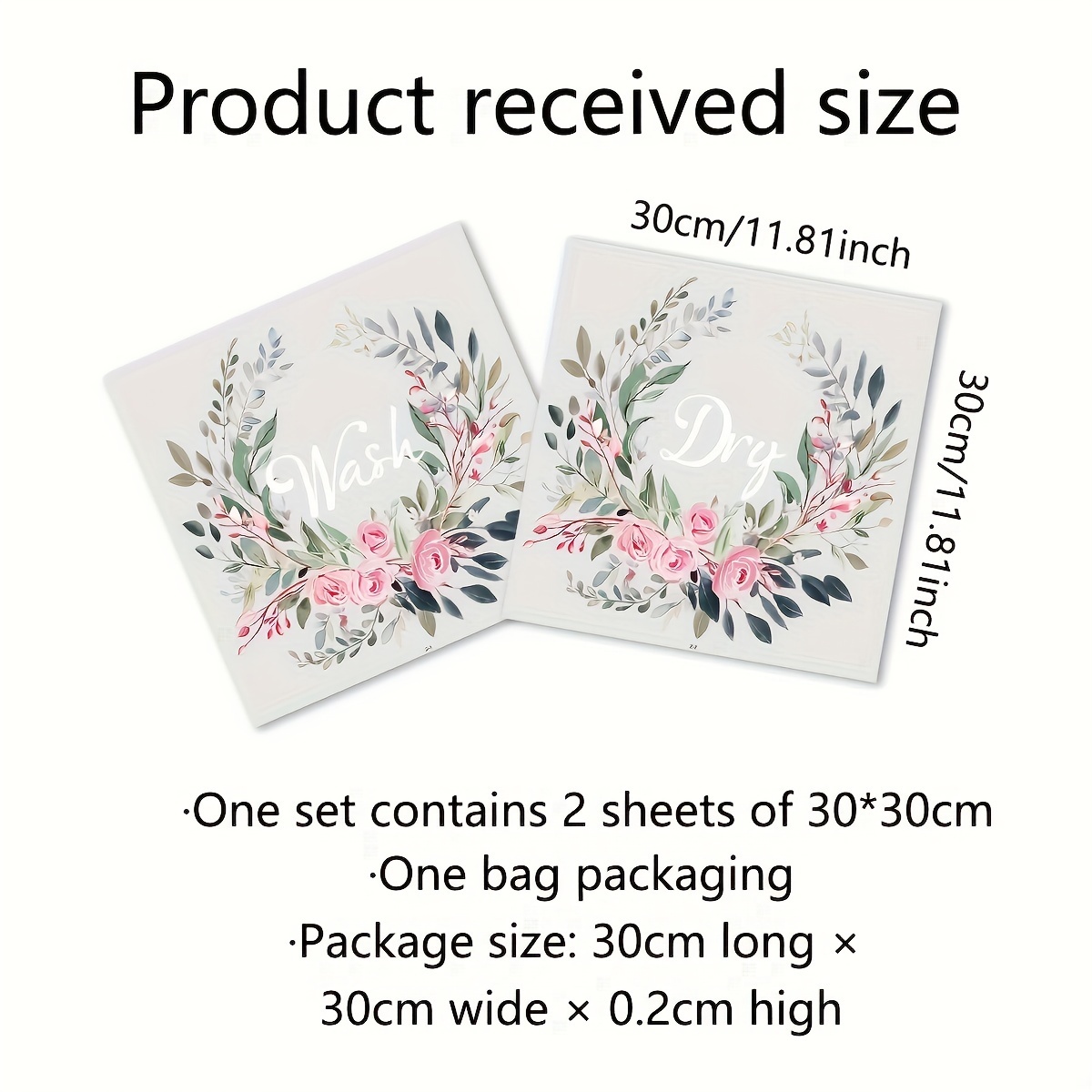 Image of A Set Of 2 Sheets (30*30cm*2pcs) Fresh Circular Floral Laundry Room Washing Machine Background Decorative Wall Sticker Ct3036-yl