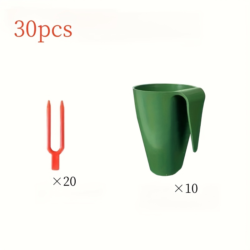 Image of A Set Of 30 Green Plastic Strawberry Propagation Cups, Suitable For Home And Gardens, Compatible With Hanging And Potted Planting In Round Or Square Flower Pots
