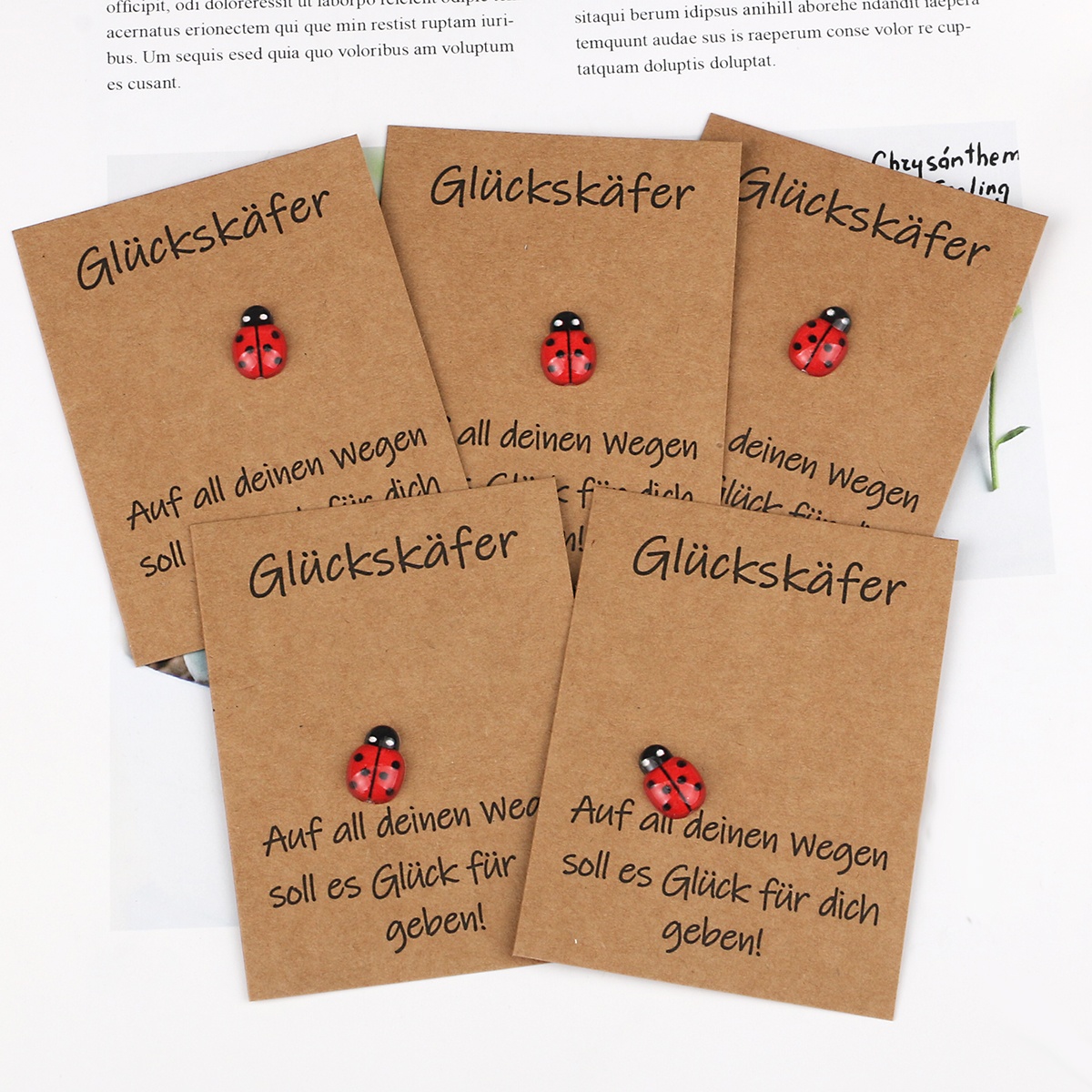 E-shop 5er-Set, Glückliche Mini-Ladybugs, Glückliche Partygeschenke, Niedliche Käfer-Geschenke mit Taschenkuschelkarten, Lustige Käfer-Geschenke,