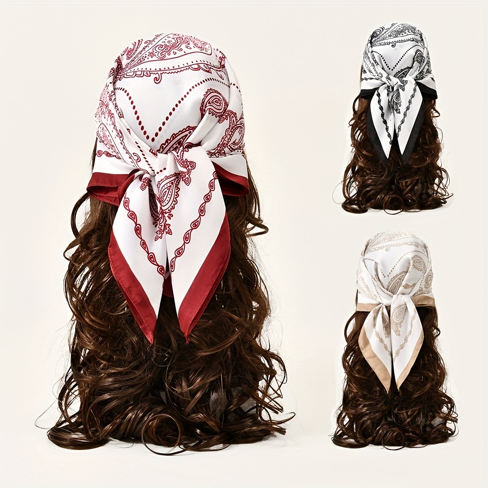 Resim 1 adet Şık Bohem Hijab Şal - Kırmızı ve Beyaz Geometrik Baskı, Nefes Alabilen İp Ekme, Kadınlar İçin Esnek Bel, Günlük Çıkışlar İçin Mükemmel, Günlük Çıkış Aksesuarı | Bohem Stili | Dokuma 
