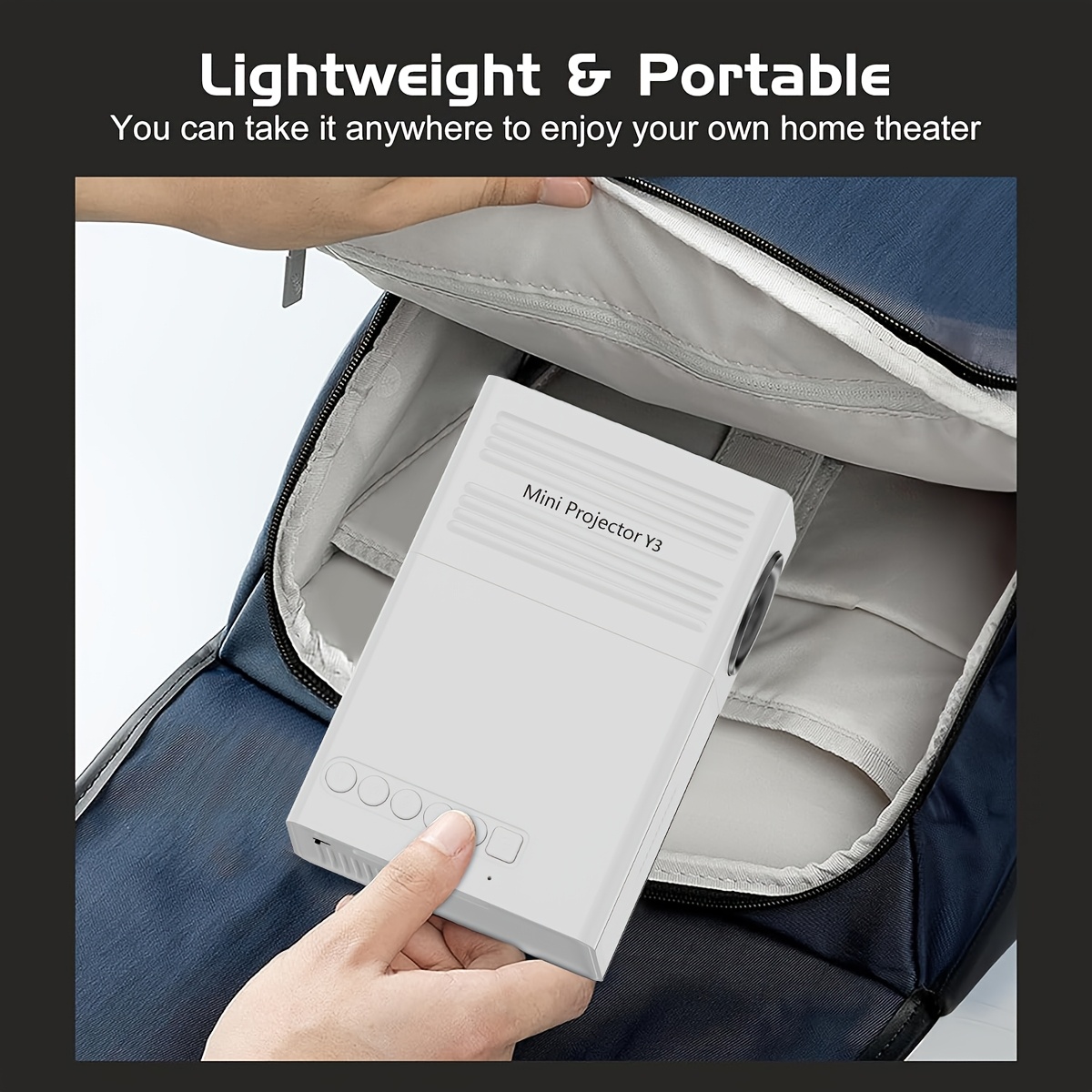 Image of Portable Projector, Supports 1200p, Usb Connection, Remote Control - Compatible With Smartphones, Tablets, Laptops, Tv Sticks, 1024*576 Native Resolution, Display | Modern Projector