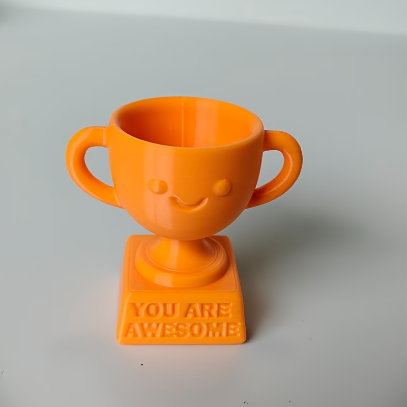 TEMU 1pc Mini Adorable Smiling Trophy - "you Are Awesome" Novelty Gift - Collectible Figurine For Desk, Office And Positive Reinforcement