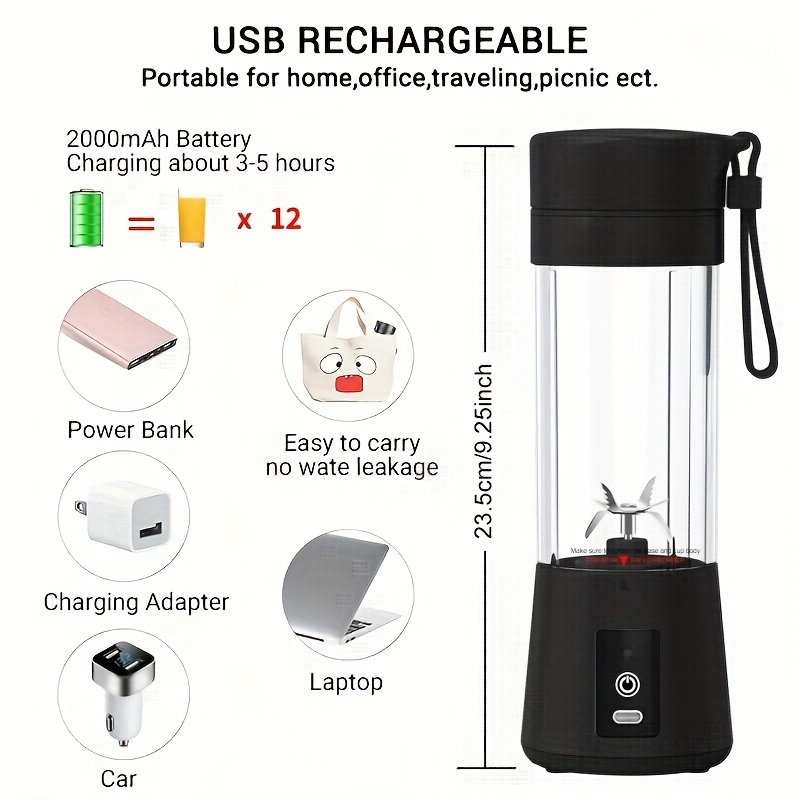 380ml 4 colors usb rechargeable personal portable blender for smoothies and shakes mini juicer cup for travel small size blender with powerful motor and easy to clean design 1