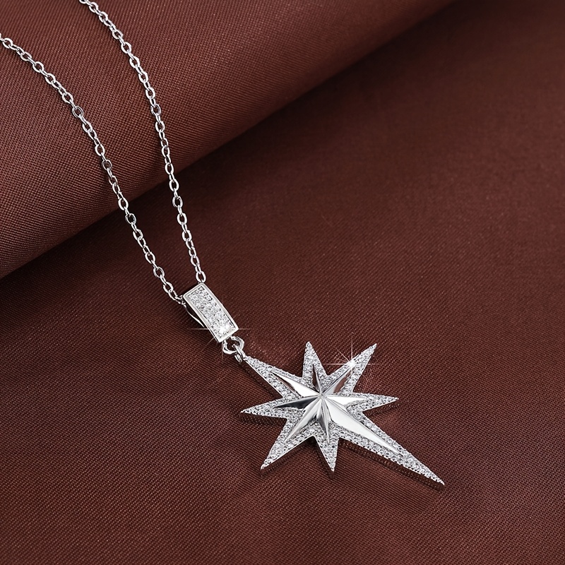 TEMU 1pc Of Fashionable Star-designed Women's Necklace With Synthetic Synthetic Zirconia Inlay
