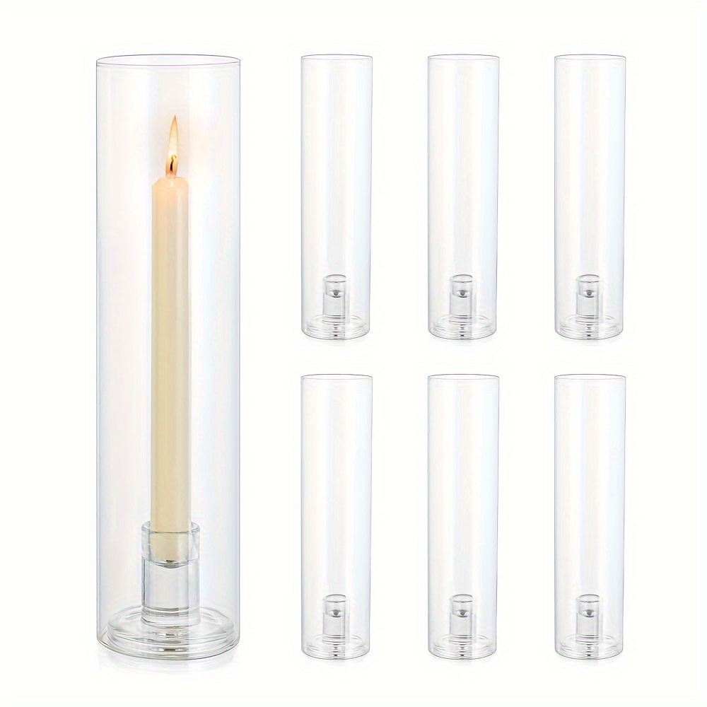 TEMU Hurricane Candle Holder Set Of 6, 11.8 Inch Clear Tall Candlestick Holder For Taper Candles, Hurricane Glass Candle Sticks Holders For Table