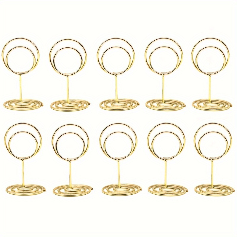 

10 Pcs Gold-tone Round Card Holders - Perfect For Weddings, Parties, And Office Use