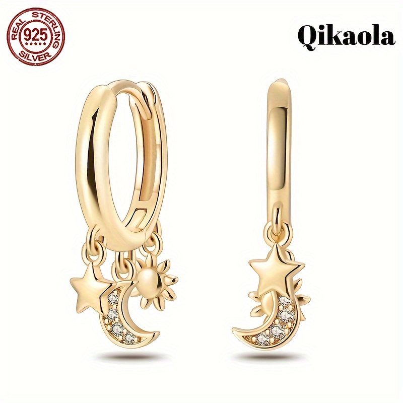 

Original 925 Sterling Silver High-quality Women's Golden Earrings Elegant Pendant Earrings Women's Earrings Party Wedding Jewelry Gifts Silver Weight 3g