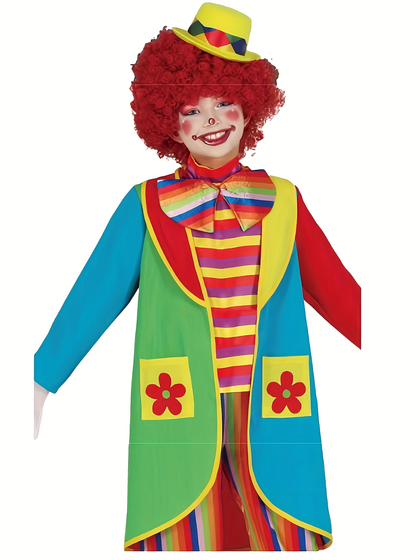 Colorful Clown Dress with shops Collar and Buttons