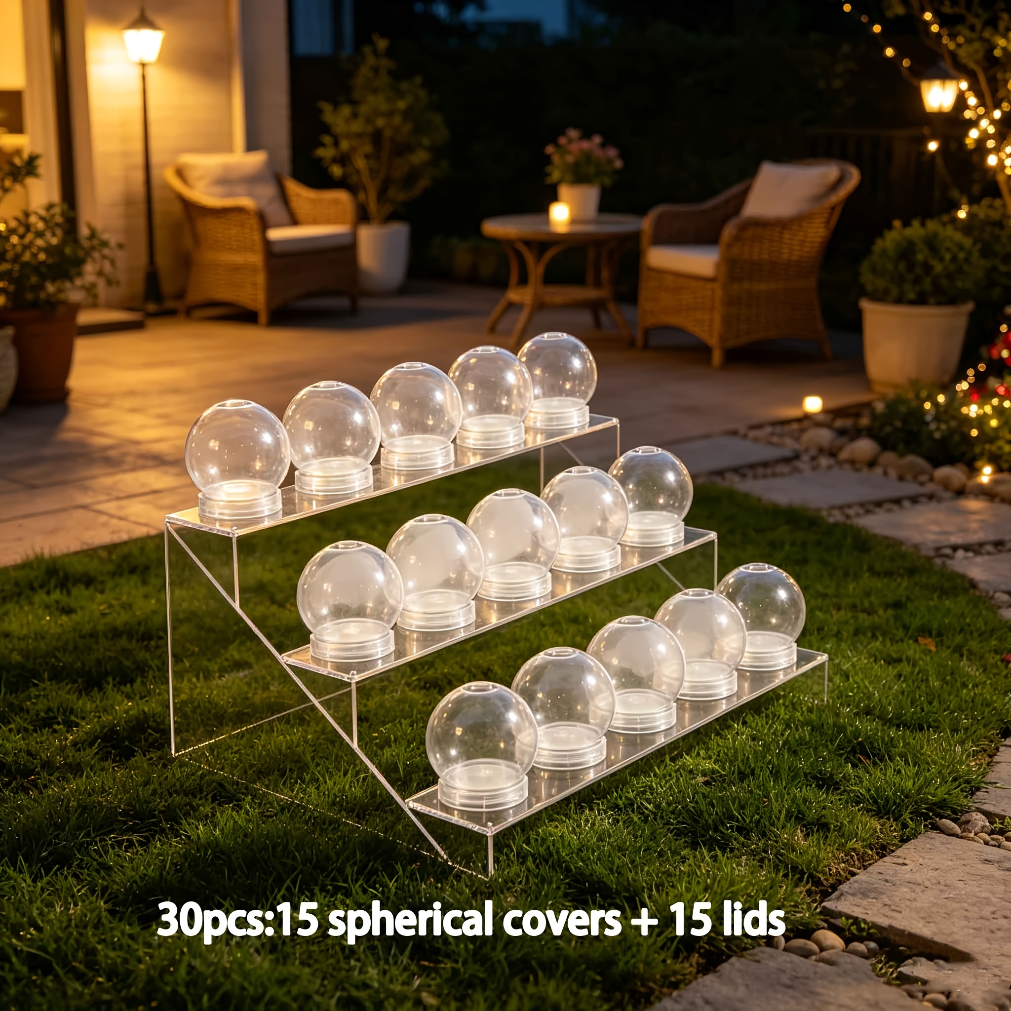 TEMU Ensemble de 30 boîtes d' sphériques rondes en plastique transparent mélangé, comprenant 15 couvercles sphériques et 15 bases, pots sphériques