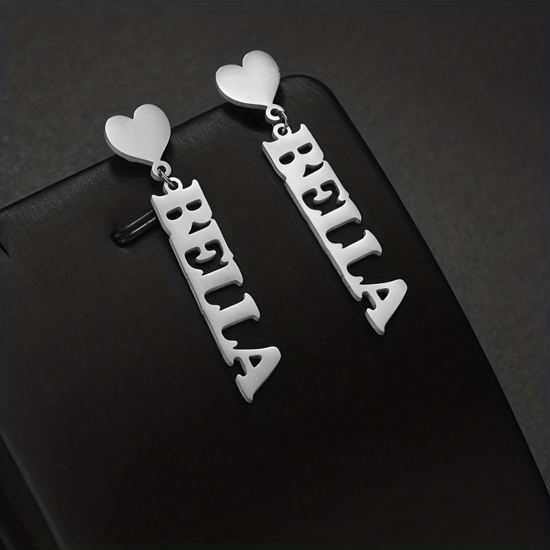 TEMU Pendientes colgantes personalizados de acero inoxidable con y – ¡ para , festivos, Día de San Valentín, Día de la , Navidad, y más! Chapados en