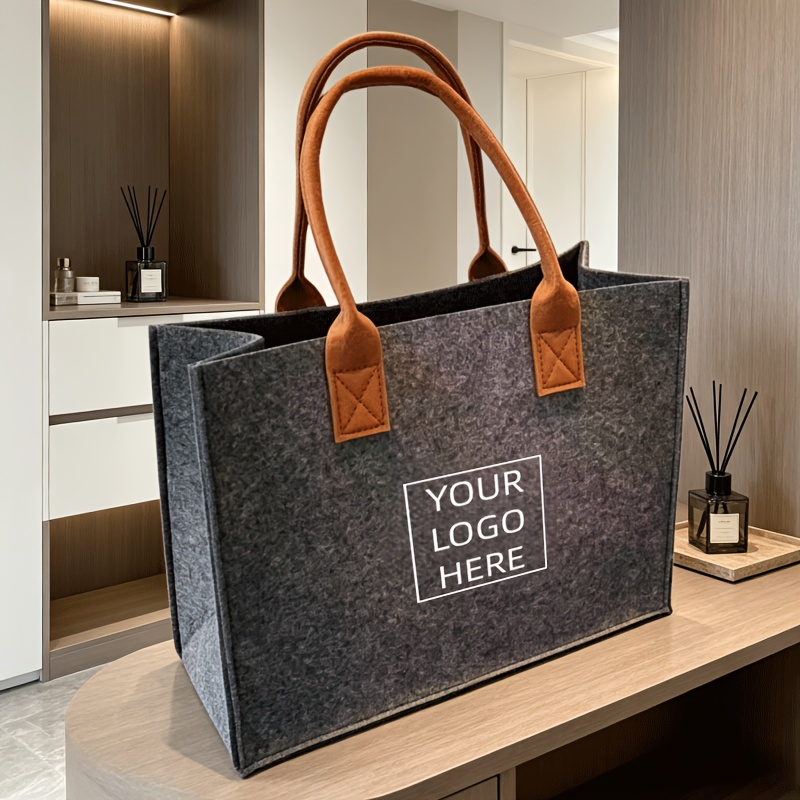 TEMU Customizable Logo Felt Tote Bag Commuter Handbag