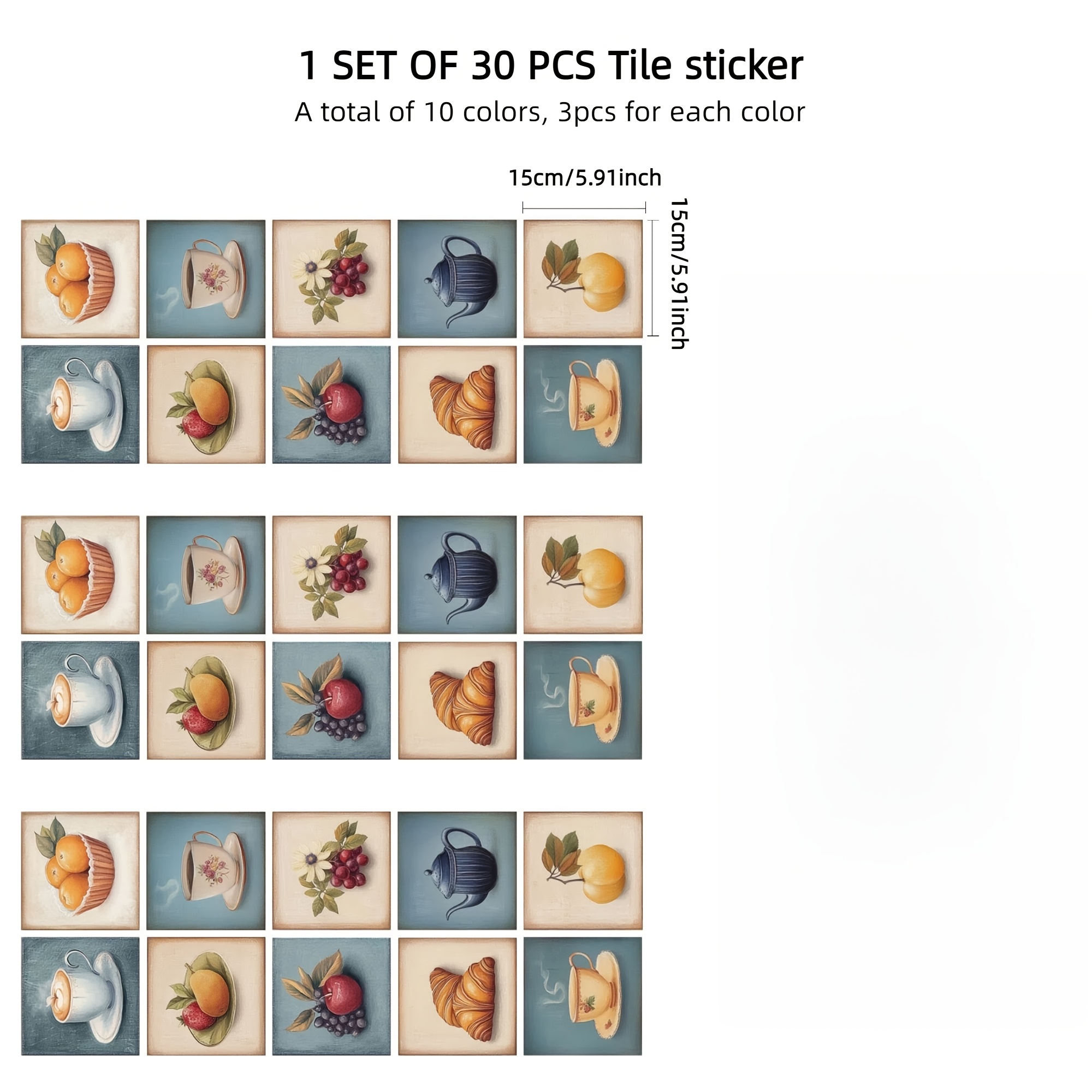 Image of 30pcs, Lirainmood, Peel And Stick Backsplash Waterproof Tile Stickers With Scraper, Fashionable Coffee Tile, Decals For Floor Kitchen Bathroom, Furniture Renewal, Home Decor
