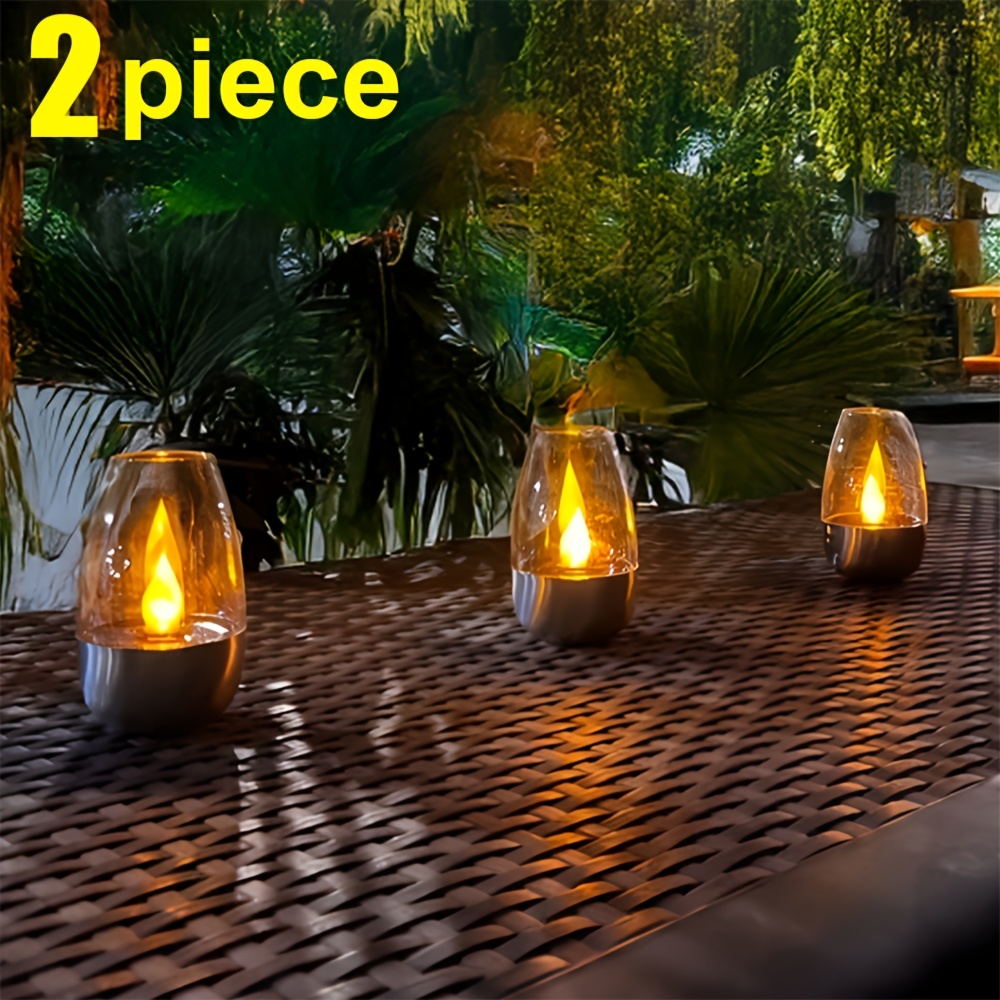 2pcs flameless led candles with battery holder outdoor indoor lighting polished suitable for garden stairs parties tabletop decor   night for christmas gifts battery included