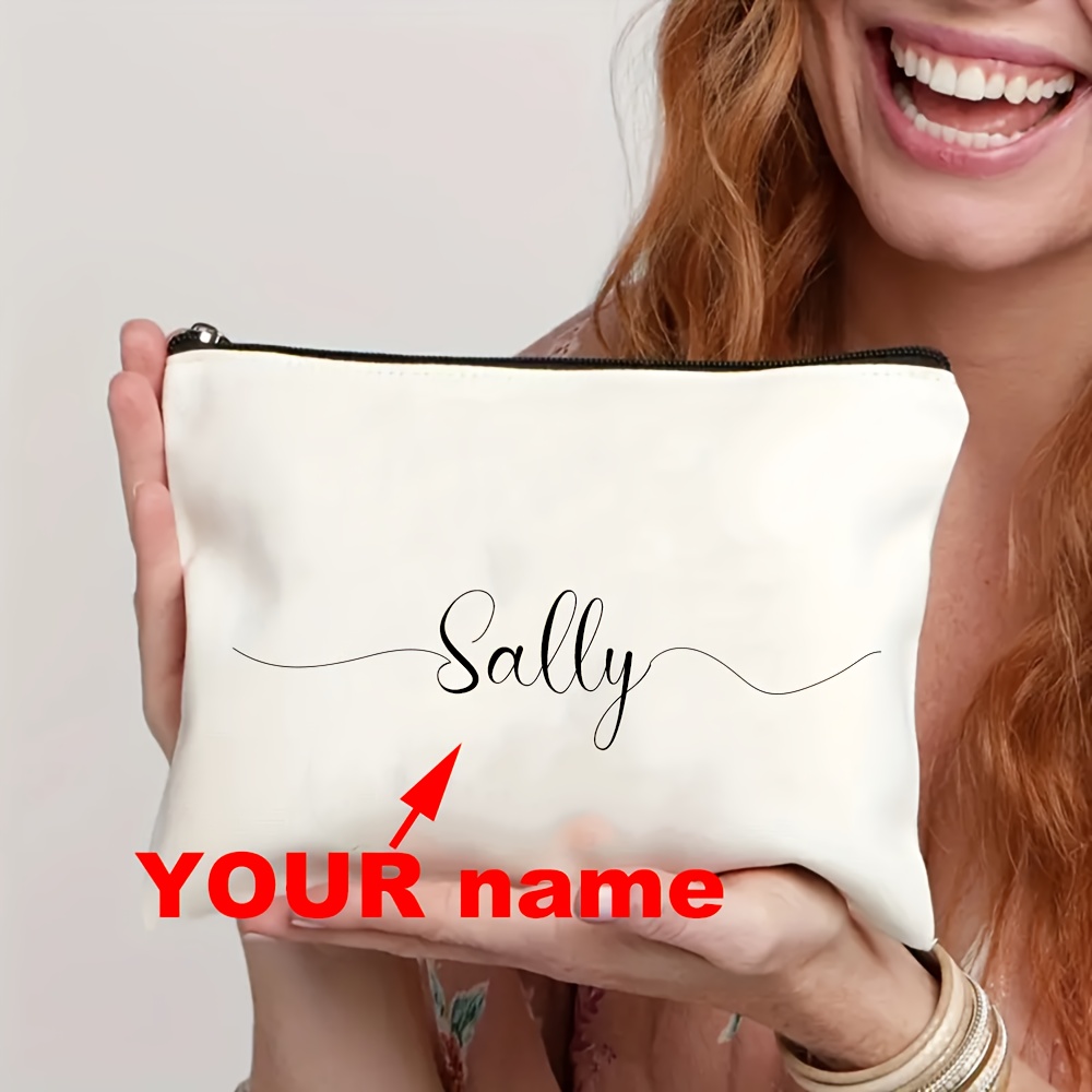 

Tailored Touch, Custom Name Canvas Makeup Bag - Cosmetic Pouch With Zipper, Ideal For Toiletries & Gifts,, Fragrance-free