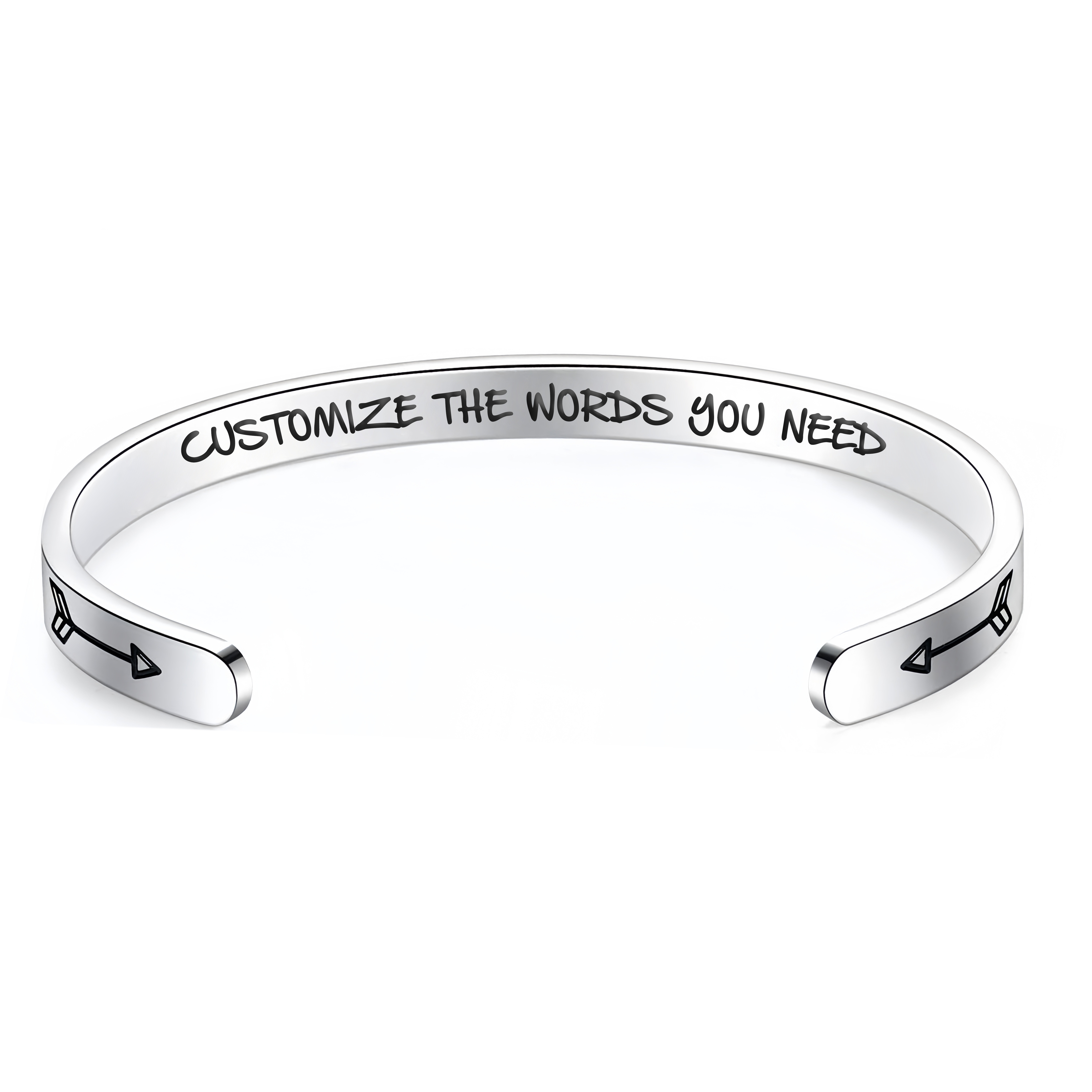 TEMU 1pc Elegant & Minimalist Stainless Steel Cuff Bracelet Customizable Letter Engraved Creative Gifts For Women