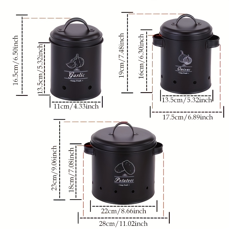 TEMU A Set Of 3 Food Containers For Storing Items Such As Potatoes, Onions, Garlic, Tomatoes And Lemons, Complete With Dividers, Perfect For Outdoor