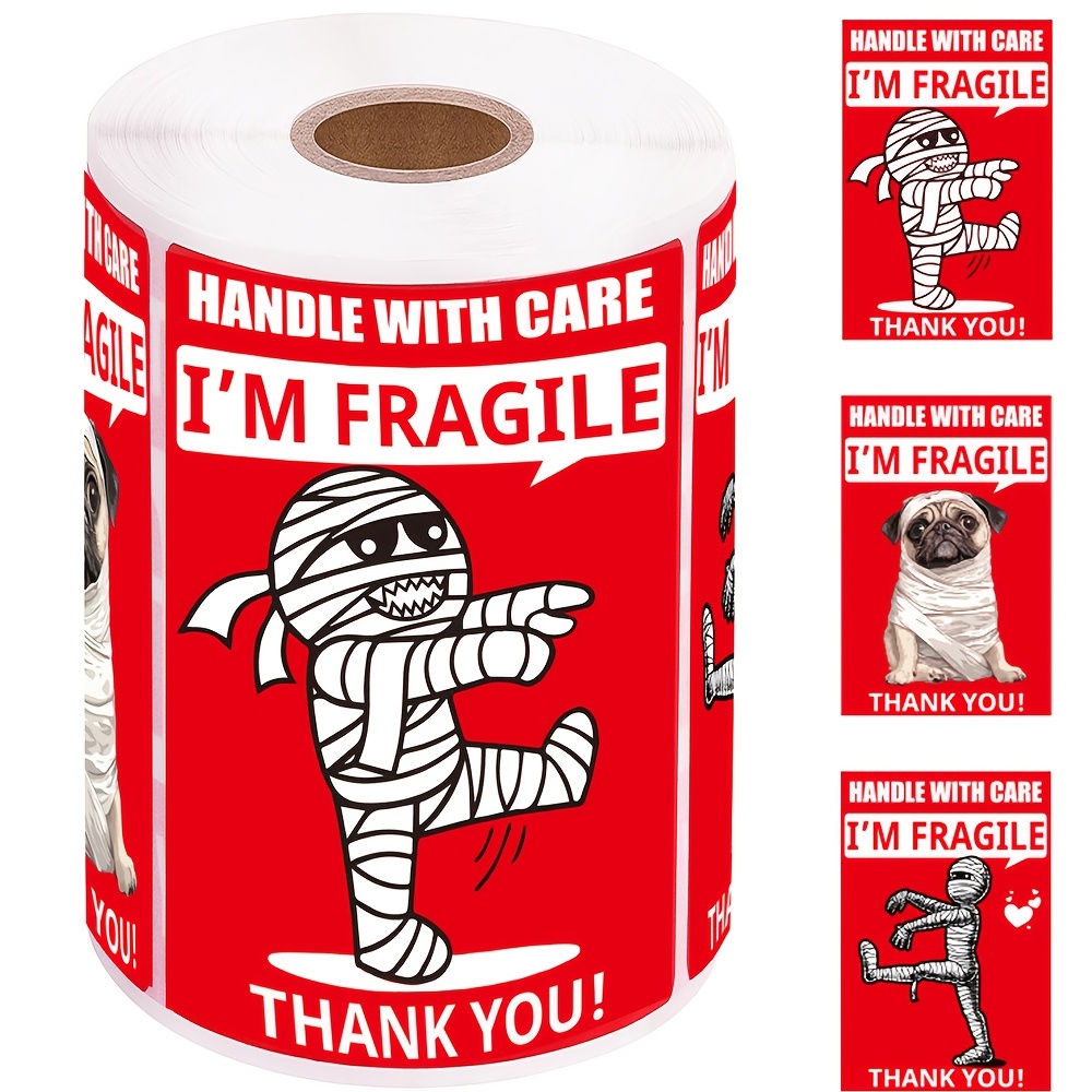 Fragile Labels, 3 Adorable Cartoon Designs, Each Label Size 2 X 3 Inches, Make Your Items More Adorable And Easily