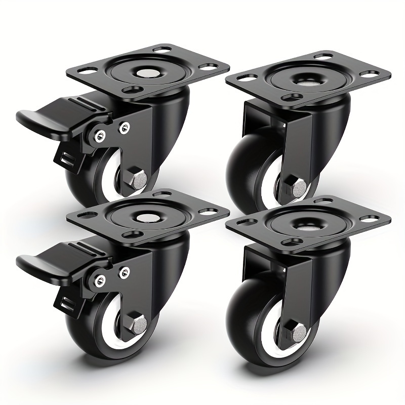 

4pcs Heavy Duty 1.5" Swivel Caster Tires With Safety Lock Brake - Ideal For Furniture, Storage Bins & Office Cabinets