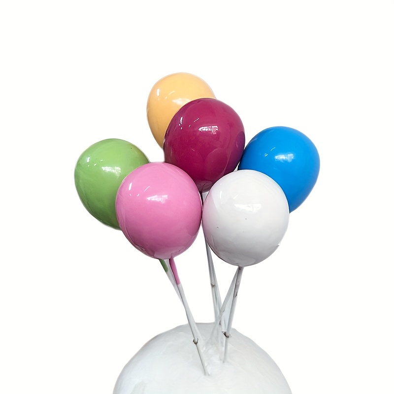 TEMU 6pcs Colorful Balloon Cake Toppers – Perfect Mini Decorations For Birthday Cakes, Wedding Desserts, And Party Celebrations – Vibrant And Festive