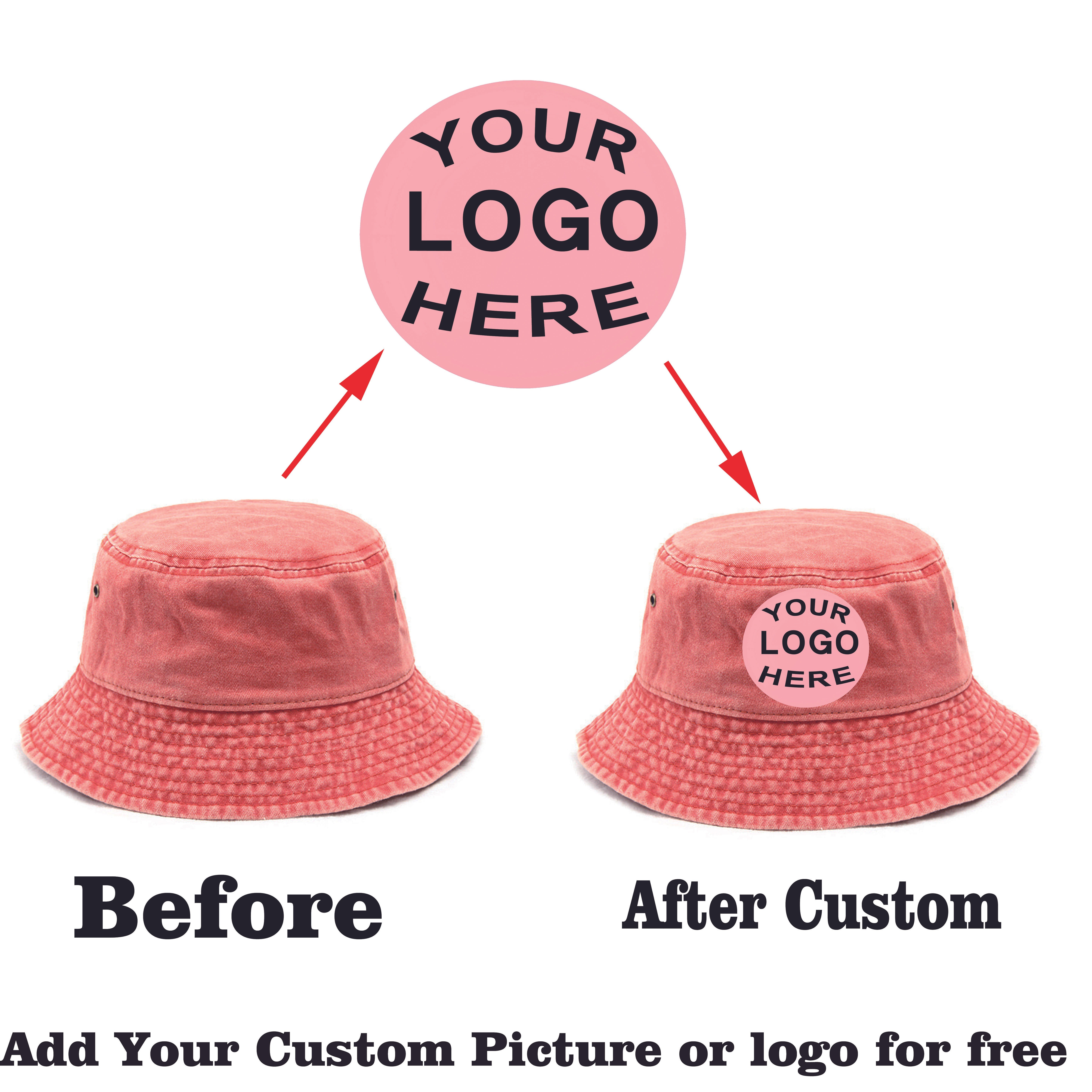 Customized Logo Bucket Hat Personalized Stylish Washed - Temu