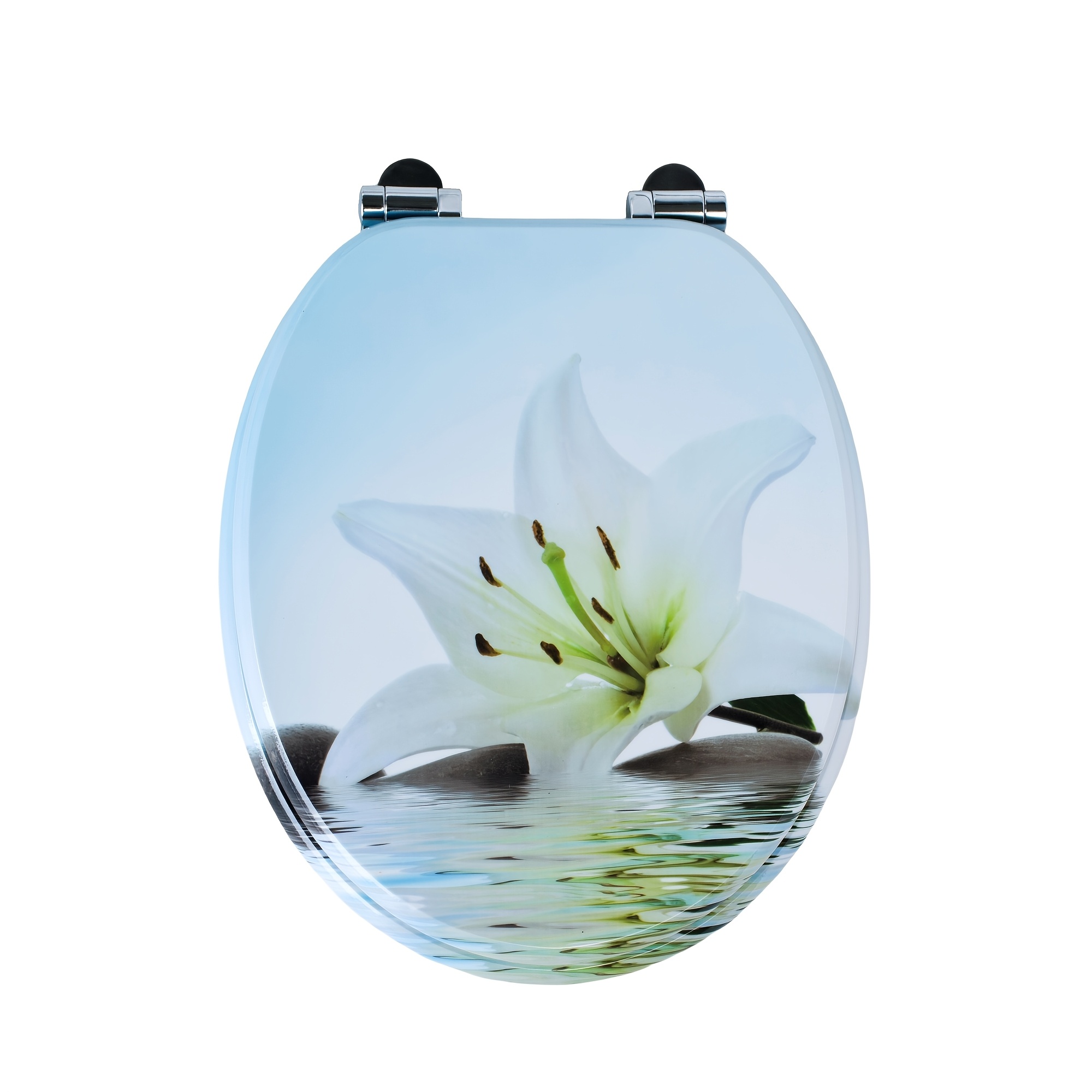 Image of Sainos Toilet Seat With Quiet Closing Lid - Wood Suitable For & Commercial Use, Fit For Residential And Public Restrooms, Hygienic Round Wc Seat