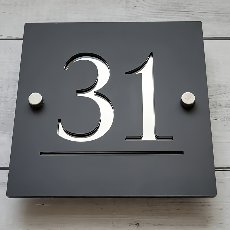 TEMU Plaque de porte 2D plate en acrylique personnalisée, plaque d'extérieur carrée personnalisée, pour les résidences, hôtels, magasins, bureaux et