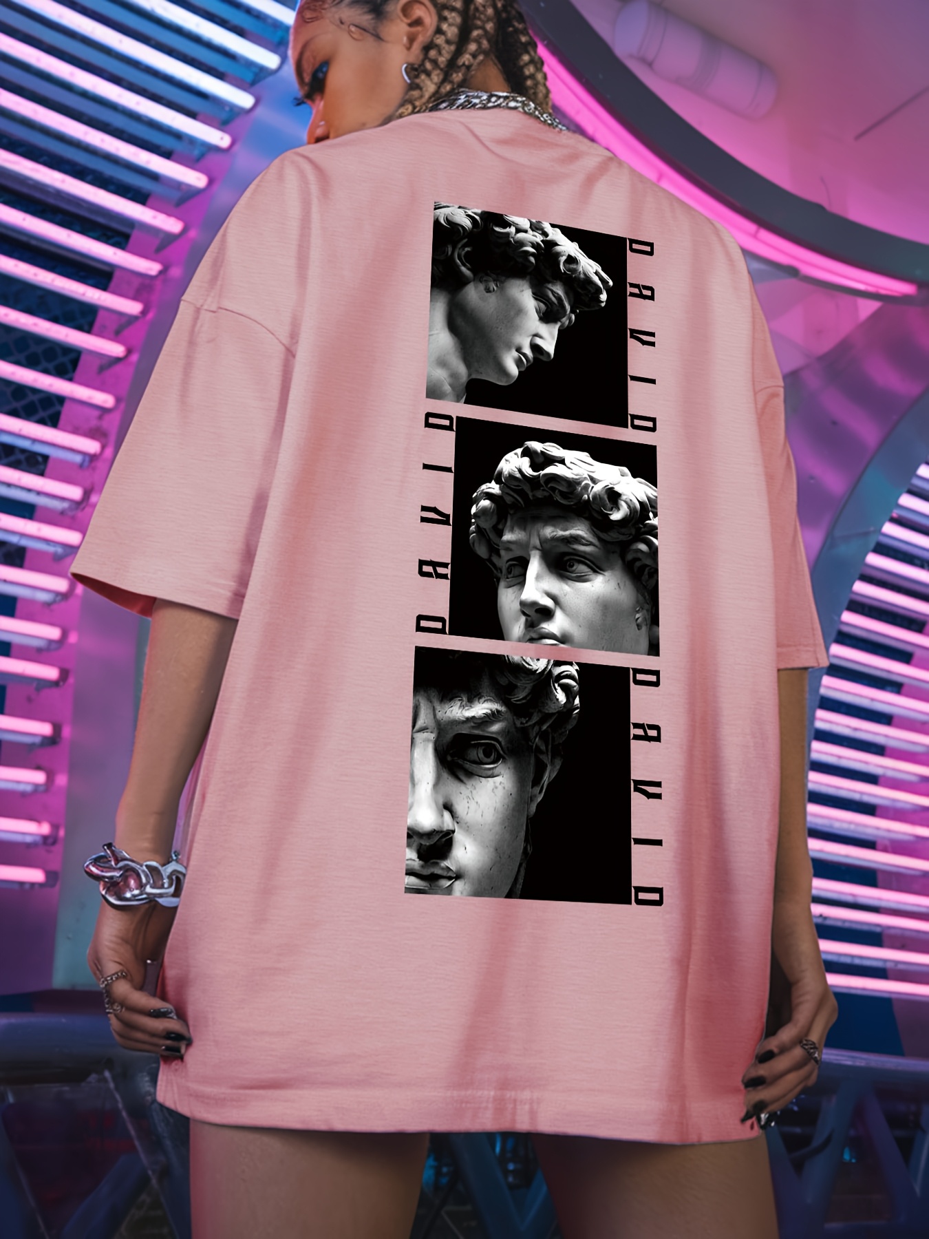 camiseta oversize estampado moda mujer david casual Temu Spain