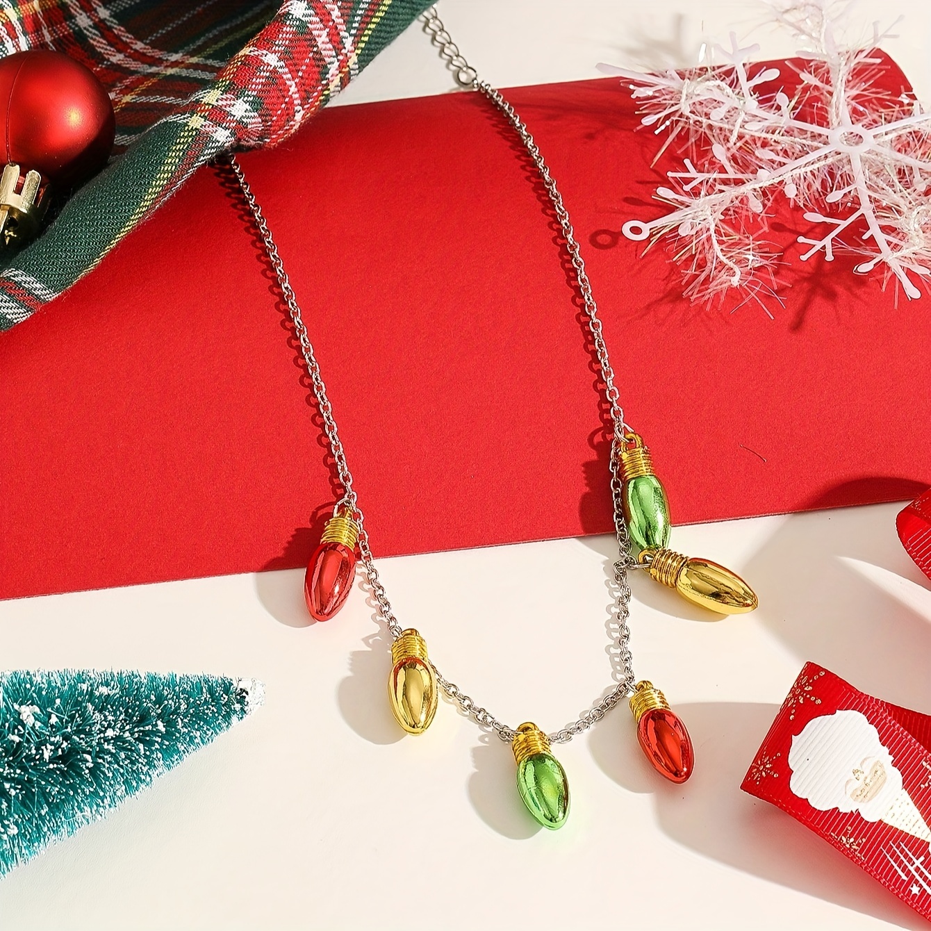 

Christmas Colorful Bell Pendant Necklace For Women, Festive Holiday Themed Jewelry With Resin Charms, Chain Link With No Mosaic Material, Ideal For Party, Vacation, And Gift-giving - Season Versatile