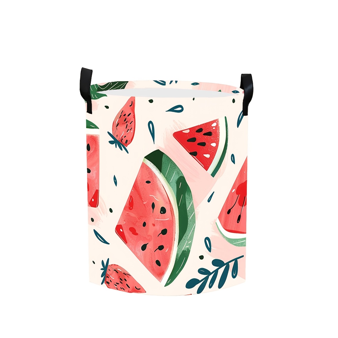 TEMU 1pc Of A Foldable Storage Bin Featuring A Watermelon Design, Suitable For Use In The Bedroom, Bathroom, And Laundry Area, Laundry Baskets