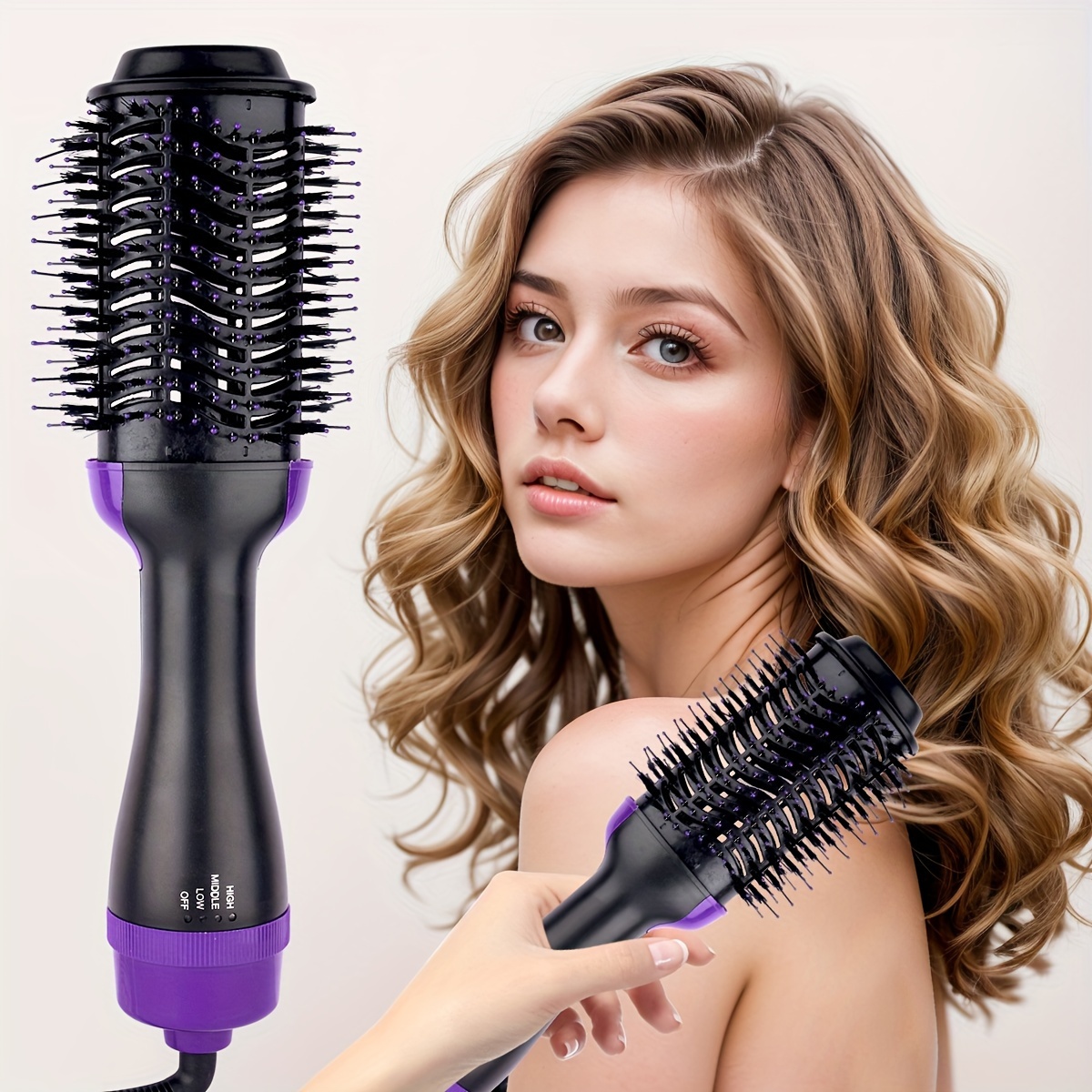 

2-in-1 Hair Dryer & Styler, Ionic Hot Air Brush For Blowouts, Curling & Straightening, Dual Voltage Hair Dryer Volumizer, Adjustable Temperature, Wet & Dry Use, Mother's Day Gift