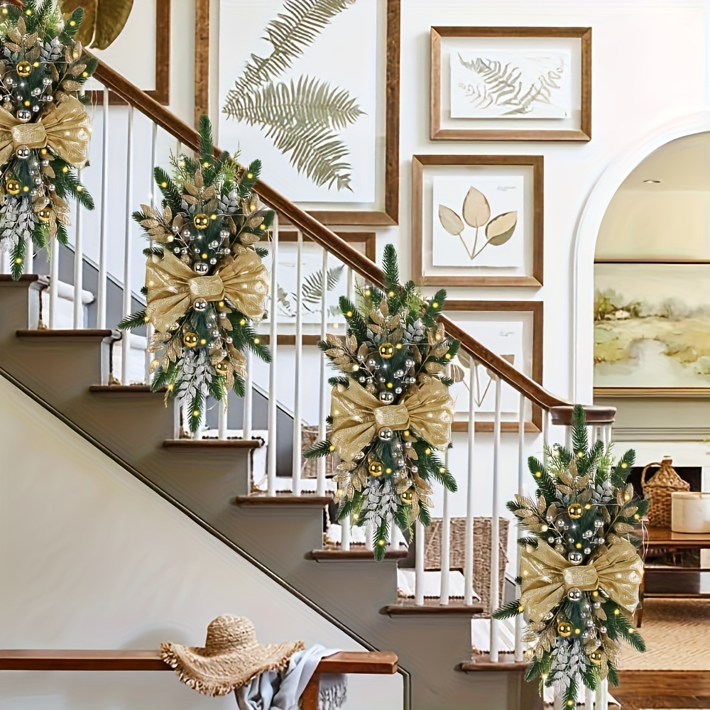 

23.62" Christmas Staircase Decoration - & Wreath Design, Front Door & Window, Ideal Holiday Gift