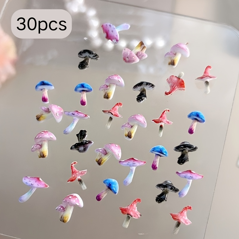 TEMU Lot de 30 breloques fantaisie pour nail art, décorations d'ongles mignonnes de dessin animé, plusieurs couleurs disponibles : rose, bleu, vert,