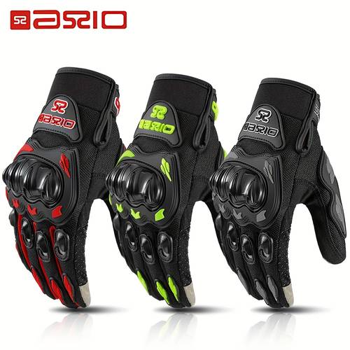 imagen del artículo guantes de moto transpirables para motociclista, guantes de dedo completo anticaídas, guantes para motociclista con pantalla táctil para hombre