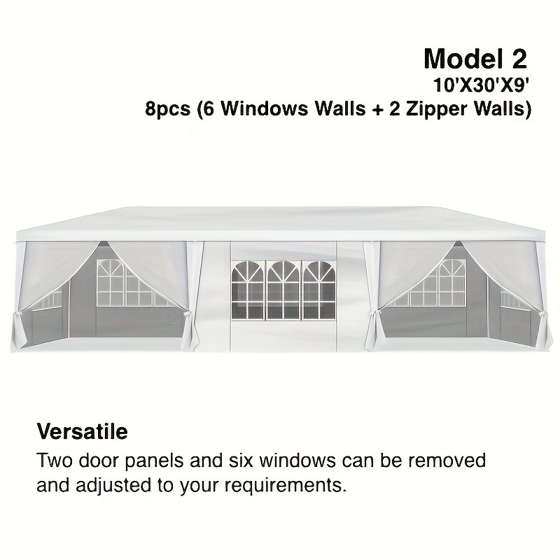 

10' X 30' Party Tent Portable Outdoor Canopy Tent Sturdy Pop Up Gazebo With 5 Removable Walls Or 8 Removable Walls Easy Assembly Outdoor Tents For Parties Wedding Event Backyard Patio, White