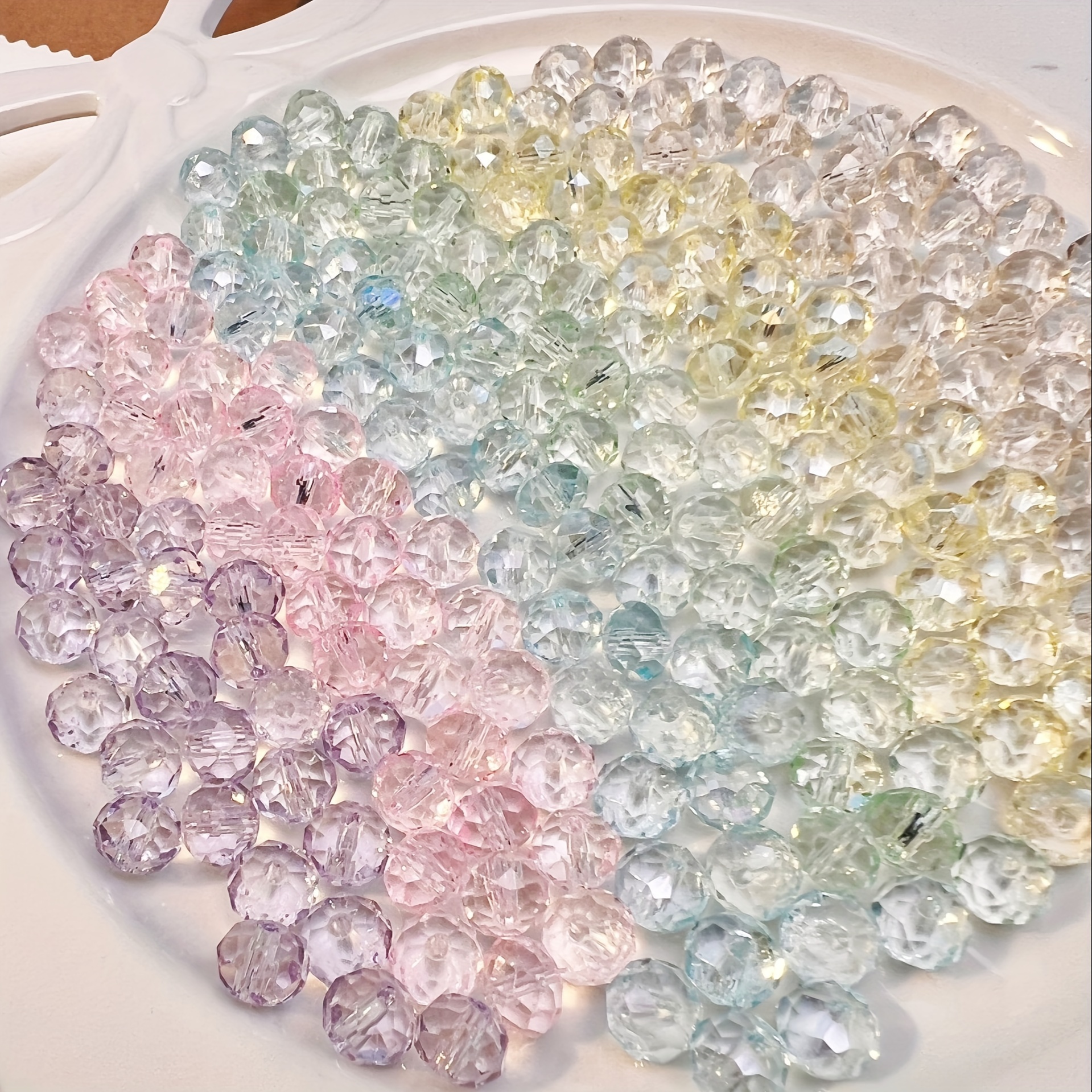 6/ 8mm 300pcs Mixed Color Inlaid Artificial Crystal Glass Beads Loose Beads Jewelry Making Bracelet Additions
