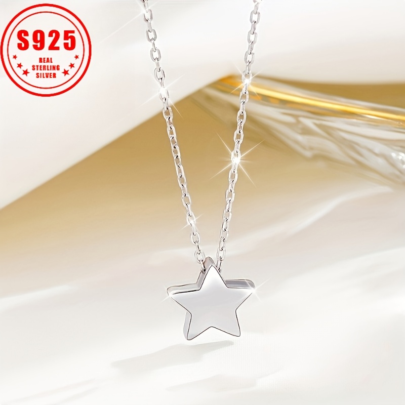 

S925 Sterling Silver Necklace Personalized Star Chain Gift Accessories For Silver Color Jewelry. 1.9g/0.07oz