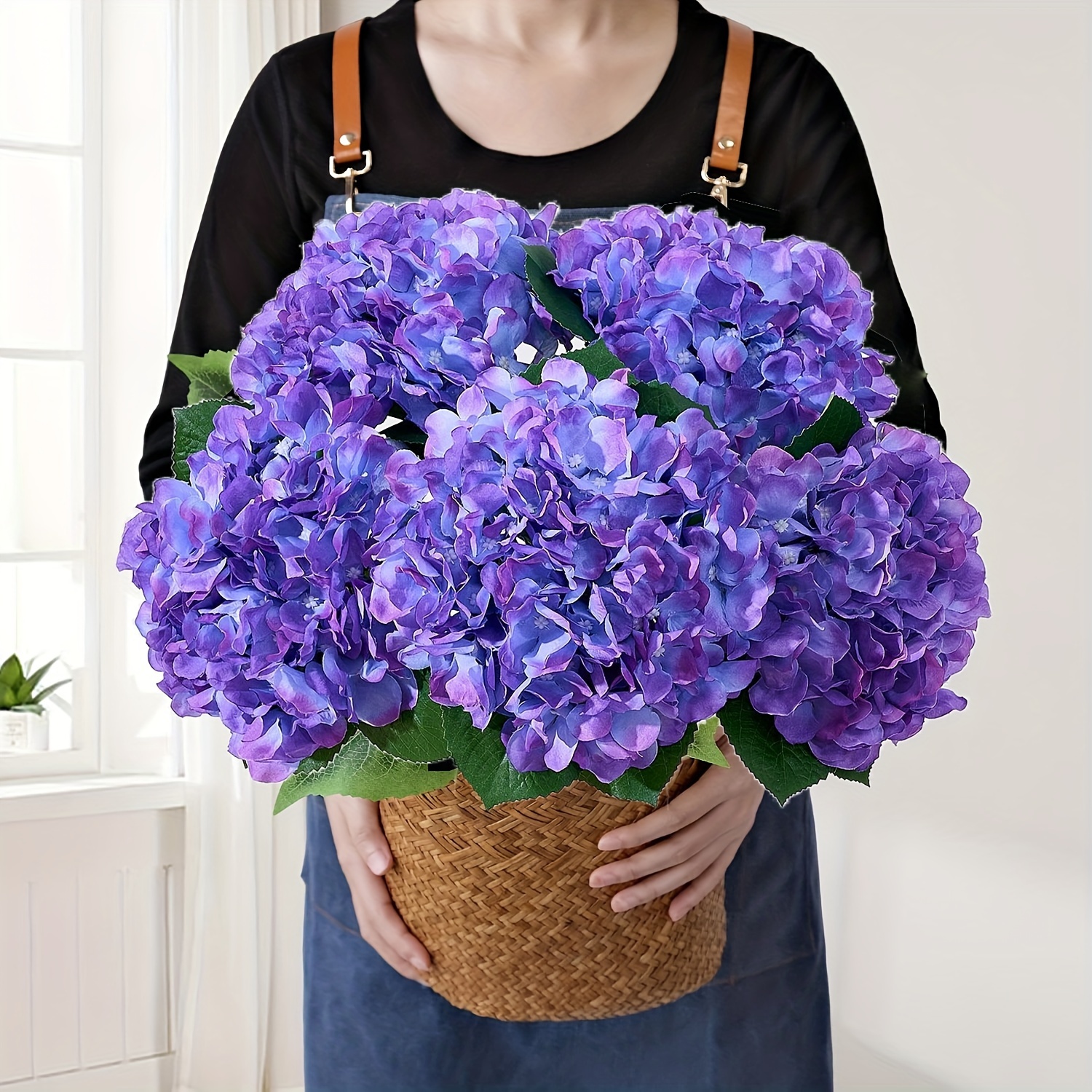 Blue 7pcs Artificial Fake Flowers Large Lifelike Artificial Full Fake Flowers For Bouquet Table Centerpieces Wedding Indoor Home