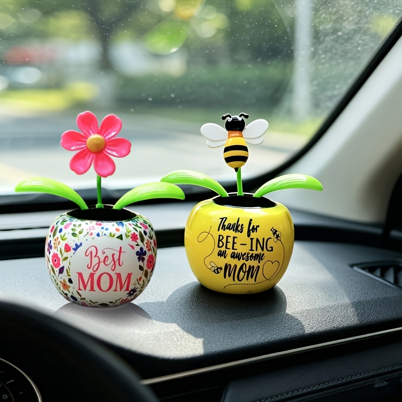 TEMU 2pcs Flower Swaying Car Ornaments, Cute Sunflower Nodding Car Decoration, Holiday, Birthday, Valentine's Day, Christmas, New Year's Day Gift