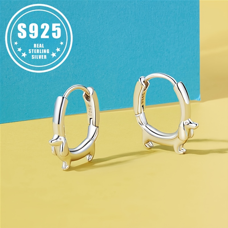 

Dachshund Hoop Earrings For Men And Women - 925 Sterling Silver, Hypoallergenic Casual Wear.